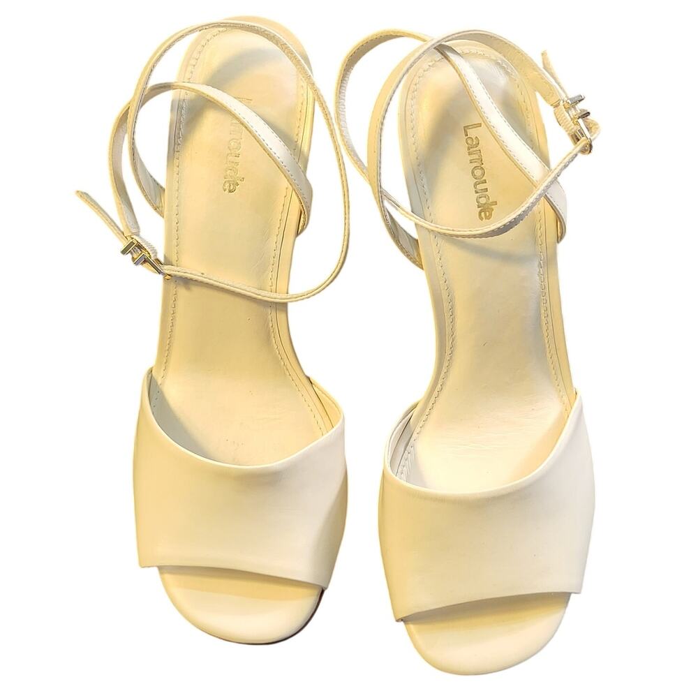 Larroudé Yves wedge sandal in white leather Women's size 9